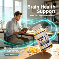 Cápsulas de Aceite de Pescado Omega 3 de Marca Propia, Superalimento, para Adultos, Vitaminas EPA y DHA para la Salud del Cerebro y el Corazón