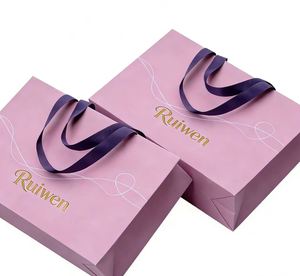 Sacs en papier épais personnalisés avec logo pour magasins de vêtements et de chaussures, emballages de luxe avec poignées, vente en gros directe usine - Product Image 5