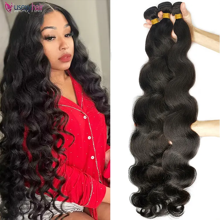 Pacotes de onda do corpo Cabelo humano Tecelagem brasileira Natural Black 3 4 Pacotes Deal Virgin Hair 30 Inch Raw Hair Extensions