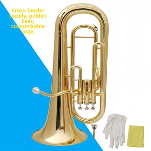 Venta Directa <span class=keywords><strong>de</strong></span> Fábrica: Euphonium en Si bemol con <span class=keywords><strong>3</strong></span> Válvulas Verticales, Cuerpo <span class=keywords><strong>de</strong></span> Latón Lacado en Oro, Instrumento Musical <span class=keywords><strong>de</strong></span> <span class=keywords><strong>Viento</strong></span> <span class=keywords><strong>de</strong></span> Latón Tipo Tuba - Product Image 1