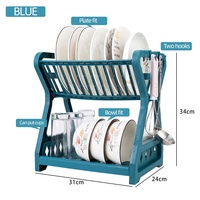Égouttoir à Vaisselle et Couverts Double Couche Populaire Gloway pour Évier, Rangement de Cuisine en Plastique, Organisateur avec Porte-Ustensiles