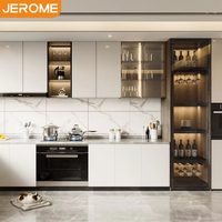 Armoires de cuisine modulaires modernes de luxe, ensemble complet blanc, armoires de cuisine intégrées avec plan de travail en pierre artificielle et évier
