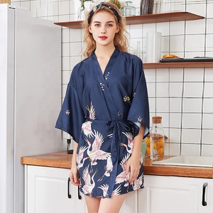Robe Kimono Mini d'été pour Femme, Peignoir en Rayonne, Yukata, Chemise de Nuit, Vêtement de Nuit, Pyjama Femme, Taille M-XXL - Product Image 2