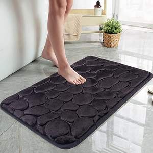 Tapis de bain en mousse à mémoire de forme en flanelle gaufrée 3D, effet <span class=keywords><strong>galet</strong></span>, absorbant l'eau, antidérapant, pour salle de bain et <span class=keywords><strong>douche</strong></span> - Product Image 2