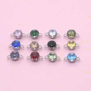 Crystal Zirconia Pendant 6mm Round Stainless Steel Prong Holder DIY Jewelry Accessories Charms for <b>Bracelet</b> Necklace - Product Image 3