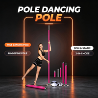 Barre de danse à hauteur réglable avec mode rotatif et statique 2-en-1, barre de scène en acier amovible pour club