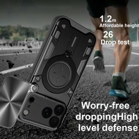 Coque robuste de protection de qualité militaire pour iPhone 18 17 Pro Max avec protection coulissante de l'objectif de l'appareil photo, antichoc, noire