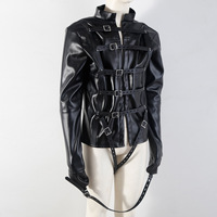 Costume de bondage en cuir sexy pour homme, équipement érotique SM, tenue moulante de reine, costume de performance, chemise de force