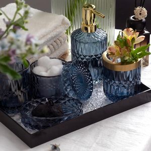 Ensemble d'accessoires de salle de bain <span class=keywords><strong>EMPO</strong></span> en verre transparent, 6 pièces (distributeur de savon, porte-savon, porte-brosse à dents, etc.) Contemporain, moderne, vintage - Product Image 4