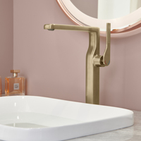 Robinet de lavabo moderne classique en laiton à poignée unique, mitigeur chaud/froid, design de luxe à poser sur le comptoir pour lavabos de salle de bain d'hôtel et de maison