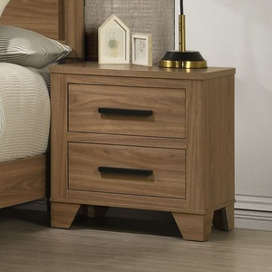 Walnut Chestnut 3pc Queen Bed Set With 2 Nightstands <b>Panel</b> <b>Headboard</b> Wooden Transitional Bedroom Furniture - Product Image 3