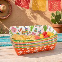 Barquettes jetables pour nachos, bateaux à snacks en papier double face pour fêtes de carnaval, fiestas, Cinco de Mayo, fournitures pour fêtes à thème mexicain