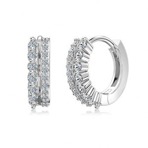 ต่างหูห่วงหินโมอิส VVS1 2ชั้นสีเงิน925แพ้ง่ายจากร้าน dylam - Product Image 1