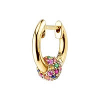 Pendientes de Aro Pequeños con Cuentas de Arcoíris y Bola de Pavé, Joyería Turca de Moda de Alta Calidad