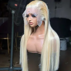 Peruca de cabelo humano Glueless 613 s, 613 Platinum Blonde Hd Full Lace Human Hair Wig, Perucas de cabelo malaias transparentes do laço loiro 13x6