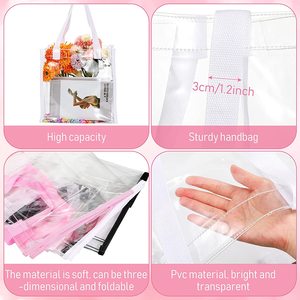 <span class=keywords><strong>Frienda</strong></span>-bolsas transparentes de vinilo de PVC para la escuela, bolsos grandes personalizados para ir de compras y transparentes, trabajar y deportes, 12x12x6, paquete de 3 uds. - Product Image 4