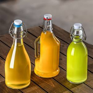 250ml 350ml 500ml Bouteilles transparentes en verre scellé hermétique avec cruche et couvercle à boucles en acier inoxydable - Product Image 4