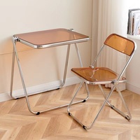 Nordique rustique acrylique clair en plastique Portable Table pliante meubles de salle à manger pour maison salle de bain entrée appartement fait en métal