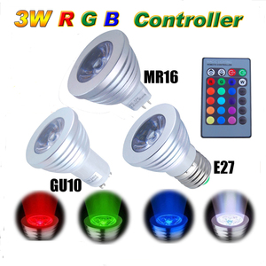 Bombillas de foco LED RGB para decoración del hogar, lámparas de luz que cambian de Color con Control remoto, 3W, E27, E14, <span class=keywords><strong>GU10</strong></span>, GU5.3, <span class=keywords><strong>MR16</strong></span> - Product Image 5