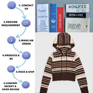 Kunden spezifische <span class=keywords><strong>Fuzzy</strong></span> Cropped Stripes Cardigan Damen Kapuzen strick pullover Gestreifter Strick pullover mit Reiß verschluss - Product Image 2