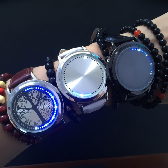 Creative Personalized Alloy LED Touch Screen Watch Men Women Students Korean Style Couple Cool Waterproof Luminous Starry Sky