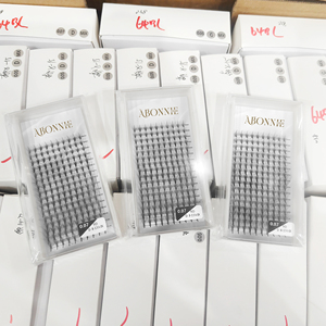 Наращивание ресниц Abonnie: готовые пучки с тонким основанием, 3D, 5D, 7D, 9D, с широким кончиком, 0.07, длинный стебель - Product Image 1