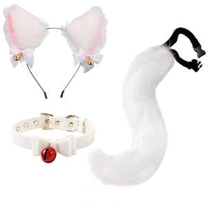 Bande de cheveux <span class=keywords><strong>d</strong></span>'oreille de chat et ensemble de queue de bête fait à la main en Polyester papillon ailes de fée Cosplay moderne retour à l'école cadeau de noël - Product Image 4