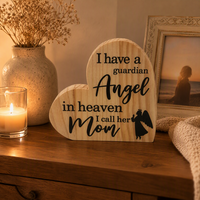 Placa de Madera Ángel Guardián, Recuerdo Conmemorativo de Corazón para Mamá, Regalo de Condolencias en Memoria de un Ser Querido, Venta al por Mayor OEM, Decoración de Ángel de Madera