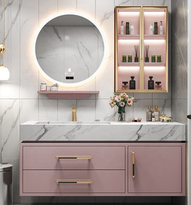<span class=keywords><strong>Mobile</strong></span> <span class=keywords><strong>Bagno</strong></span> Moderno Rosa per Hotel <span class=keywords><strong>con</strong></span> Lavabo in Ceramica Integrato, Design Facile <span class=keywords><strong>da</strong></span> Pulire - Product Image 2