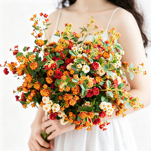 Petite rose artificielle, fleur en soie rosacée, rosier décoratif, roses pour mariage - Product Image 2