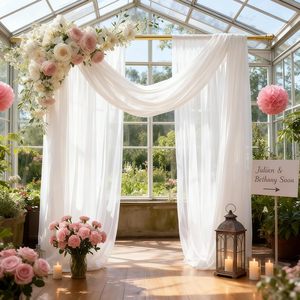 Tissu de drapage en mousseline transparente pour arche de mariage, 28"x19FT, toile de fond, origine Chine, pour cérémonie de mariage, fête d'anniversaire, rideau de plafond - Product Image 5