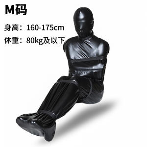 Vrouwen Mannen Full Body Bondage Kleding Slave Slaapzak Voor Volwassenen Sm Game Stratsles Zwart <span class=keywords><strong>Rubber</strong></span> Gecoat M/L Maat - Product Image 3