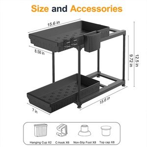 Organizador <span class=keywords><strong>Apilable</strong></span> de Dos Niveles Debajo del Fregadero, 2 Cajones, Ahorro de Espacio, <span class=keywords><strong>Estante</strong></span> de Almacenamiento Multifuncional de Plástico para <span class=keywords><strong>Cocina</strong></span> y Baño - Product Image 3
