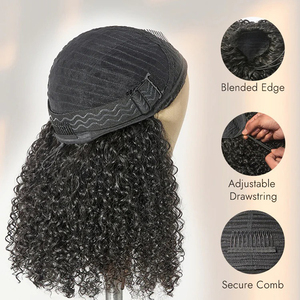 2026 New 3-In-1 <strong>Half</strong> <strong>Wig</strong> 180% Density Kinky Curly Glueless <strong>Wig</strong> Raw Indian Human Hair Flexi-Fit Drawstring <strong>Wigs</strong> for Black Women - Product Image 5