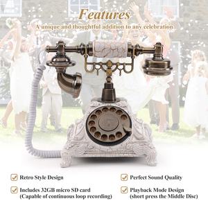 Antiek telefoon audiogastenboek, prachtig bewerkt, draaischijftelefoon van messing, audiogastenboek telefoon voor bruiloft, verjaardag, feest - Product Image 3