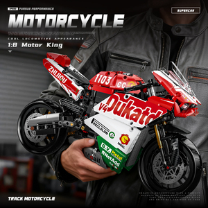 Moto Super Dukardy à l'échelle 1/8, ensemble de blocs de construction électroniques de 723 pièces, batterie rechargeable, ABS, pour les enfants de 5 à 7 ans - Product Image 2
