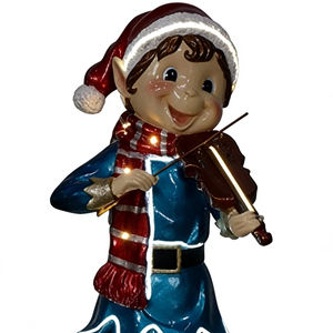 Elfo Tocando el Violín con 4 Luces y 5 Tiras de Luces - Product Image 1