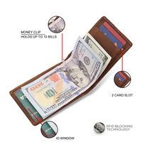 Approvisionnement mondial en cuir PU Pince à billets Emplacements pour cartes de portefeuille Logo personnalisé pour les cadeaux quotidiens