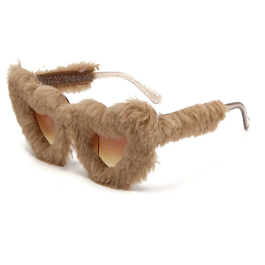 Gafas de Sol de Peluche para Mujer, Color Rosa, Estilo Punk, con Peluche Suave, Color Rosa Blanco, para Disfraz de Halloween, Gafas de Sol de Ojo de Gato - Product Image 3