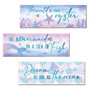 Mermaid Wooden Wall Hanging <b>Sign</b> Blue Purple Rectangle Home Decor Children's Rooms <b>Bathroom</b> Decoration - Product Image 5