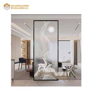 Puerta corredera de cristal de arte de acero inoxidable para interiores personalizada con diseño minimalista <span class=keywords><strong>chino</strong></span> hecho en China para aplicaciones de baño - Product Image 1