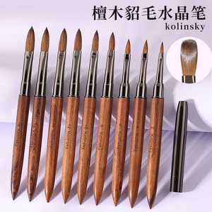 100% Kolinsky Oval Acrylic Nail <b>Brush</b> Wood Handle French Gel Polish Painting <b>Brush</b> for Manicure - Product Image 3