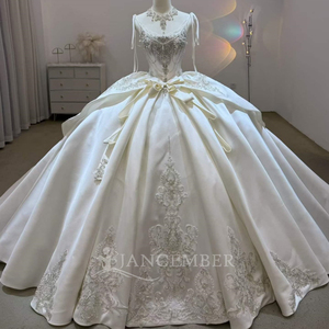 Lsjj141 Appliques Wedding Dresses For Women <b>Bride</b> Romantic Satin Boho Bridal Gown Vestidos De Novia Boda Jancember - Product Image 1