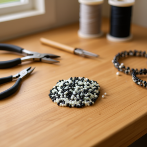 Perline Rotonde Nere e Bianche da 3mm per Creazione di Gioielli e Forniture Artigianali - Product Image 3