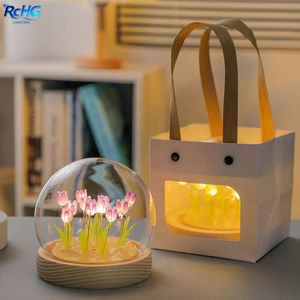Lámpara Decorativa <span class=keywords><strong>para</strong></span> el Hogar con Forma de Tulipán, Mini Lámpara LED de Cristal con Forma de Tulipán, Lámpara de Flores de Tulipán - Product Image 3
