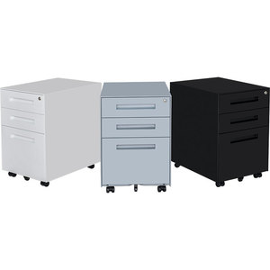 Wheeled Home Office Under <b>Desk</b> Printer Stand Storage Furniture <b>Small</b> Pedestal 3 Drawer Mobile File Storage Cabinet with Lock - Product Image 1