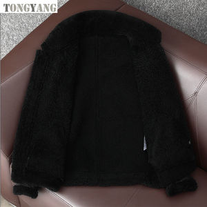 Пальто из натурального меха дубленки TONGYANG, мужское 100% пальто, коричневое, черное, утепленное, зимнее, утепленное, летное пальто из овчины - Product Image 5