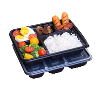 Boîte à lunch Offre Spéciale jetable en plastique boîte à lunch noire enfants école une couche étanche boîtes à lunch pour écoliers