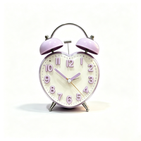Jam Alarm Meja Logam Bentuk Hati 4 Inci dengan Dua Lonceng, Desain Cerah dan Menarik untuk Belajar, Kamar Tidur, Anak-anak & Balita