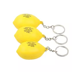 Custom Logo PU Anti Stress Ball Keychain Lemon Antistress Keyring - Product Image 3